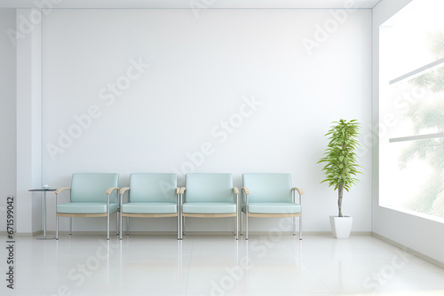 room with chairs and table, waiting room of a doctor photo