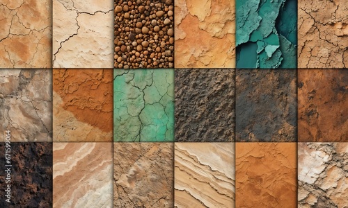 A collage of different natural Earth textures 