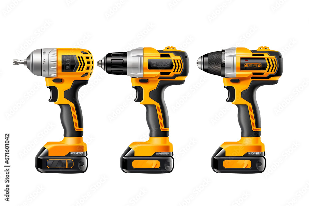 Impact Driver Set Isolated on Transparent Background. Ai