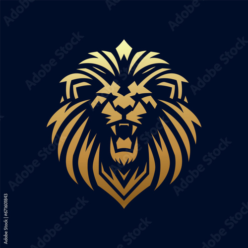 golden lion head logo design gradient color