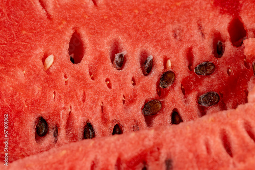 red and juicy pulp of ripe watermelon close-up