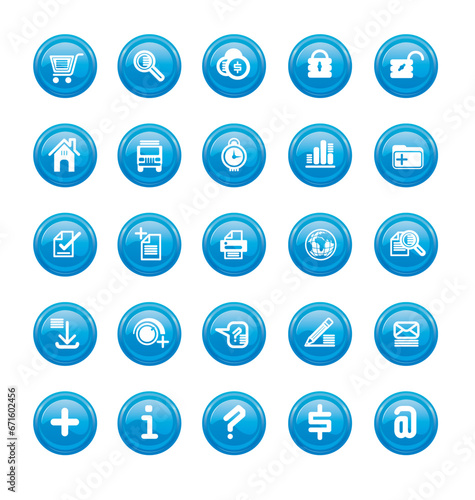 Web icons blue gloss vector image
