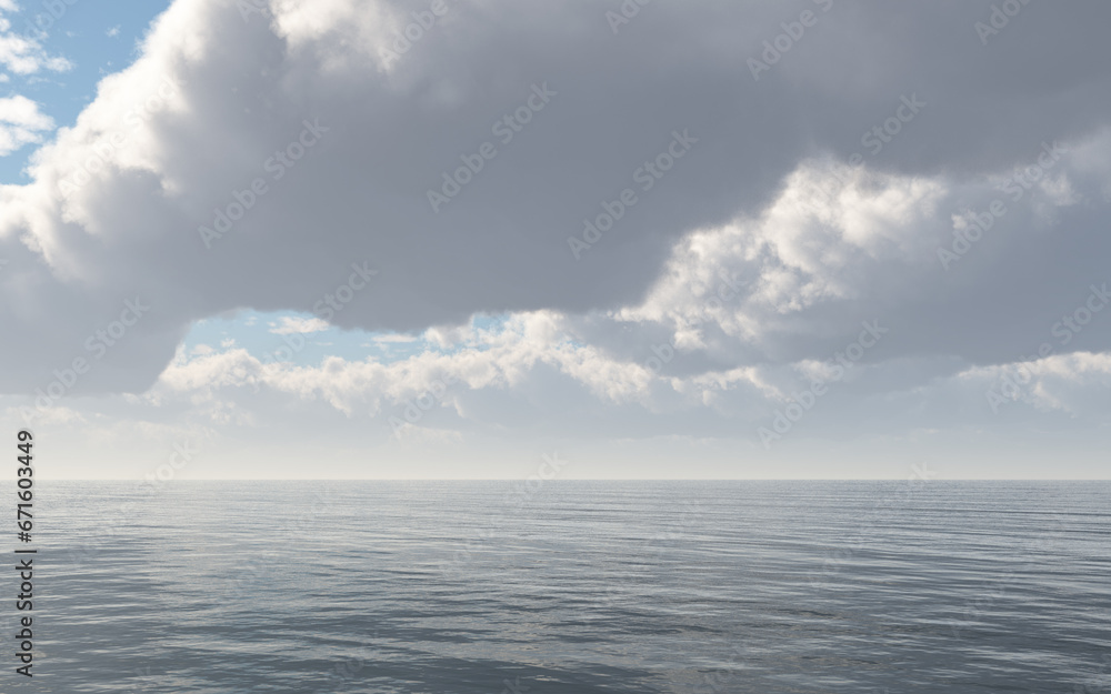 Dunkle Wolken über dem Meer