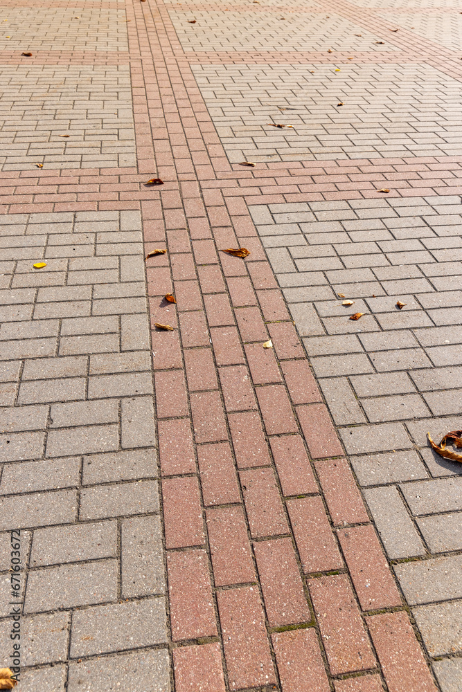 Fototapeta premium paved road with concrete tiles