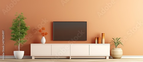 Wallpaper Mural Minimal cream color living room wall cabinet for TV Torontodigital.ca