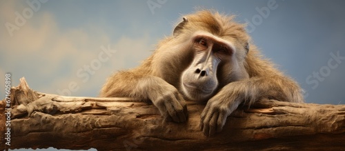 Papio hamadryas baboon at rest photo