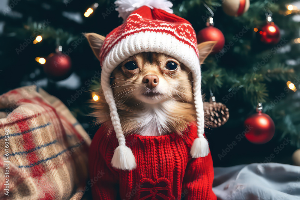Puppy in New Year's outfit by Generative AI Puppy in New Year's outfit by Generative AI