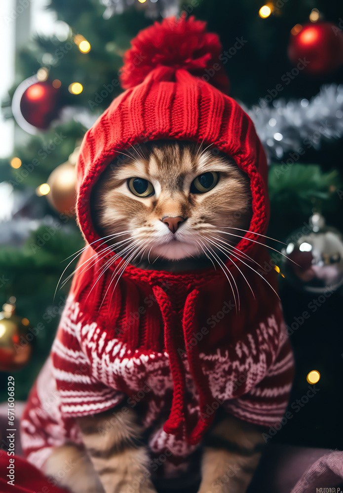 Kitty in New Year's outfit by Generative AI Kitty in New Year's outfit by Generative AI