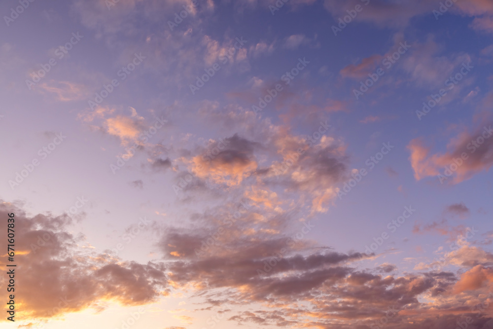 beautiful sky with clouds during sunset and sky color changes