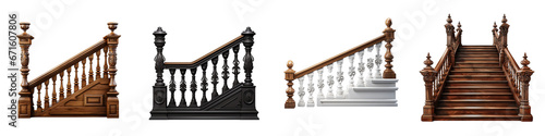 Fotobehang Staircase banisters  Hyperrealistic Highly Detailed Isolated On Transparent Back