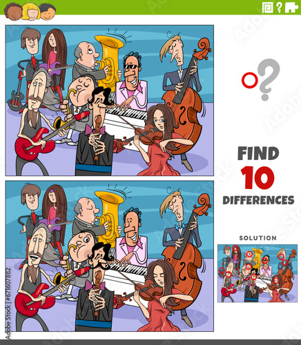 differences activity with cartoon musicians characters