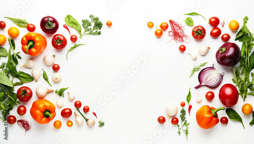 fruit and vegetables on a white background