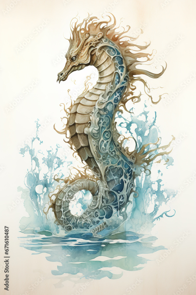 Image of seahorse with beautiful patterns and colors., Undersea animals.