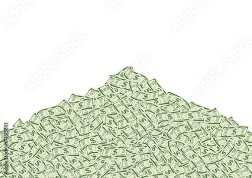Pile of Money. Dollar Banknote. Rich and Wealth Concept. Vector Illustration. 
