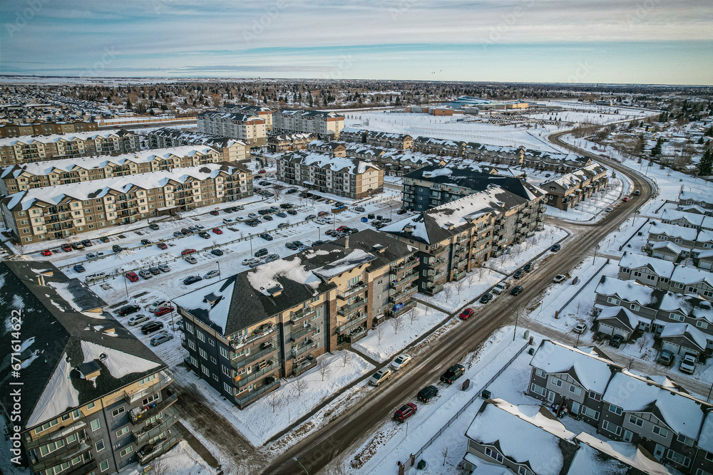 Obraz premium Blairmore Suburban Development Area Aerial in Saskatoon