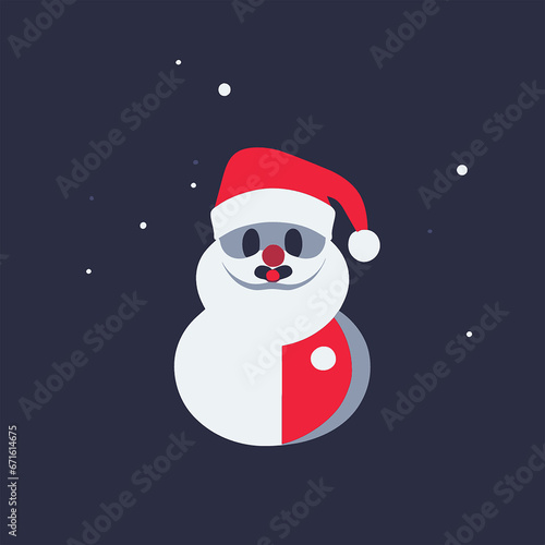 Christmas Flat Design Icon, Santa Claus, white mustache with a beard, character, winter theme, vector art, illustration isolated, cartoon style, symbol graphic