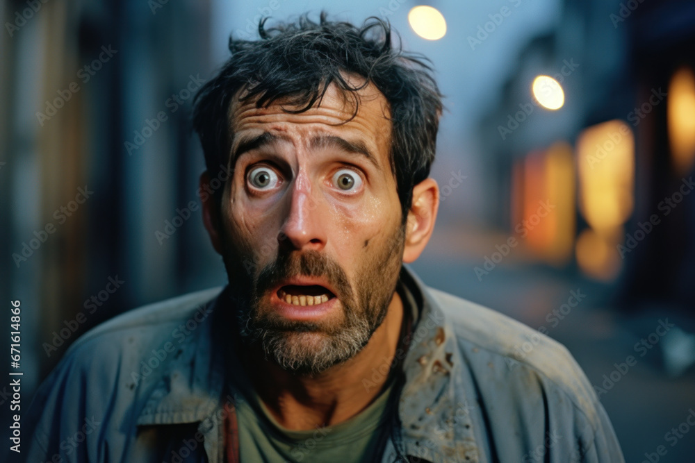 homme en gros plan avec une expression de grande surprise et d'étonnement, yeux écarquillés et bouche ouverte homme en gros plan avec une expression de grande surprise et d'étonnement, yeux écarquillés et bouche ouverte