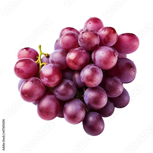 Bunch of red healthy grapes isolated on white transparent background. Created with generative AI