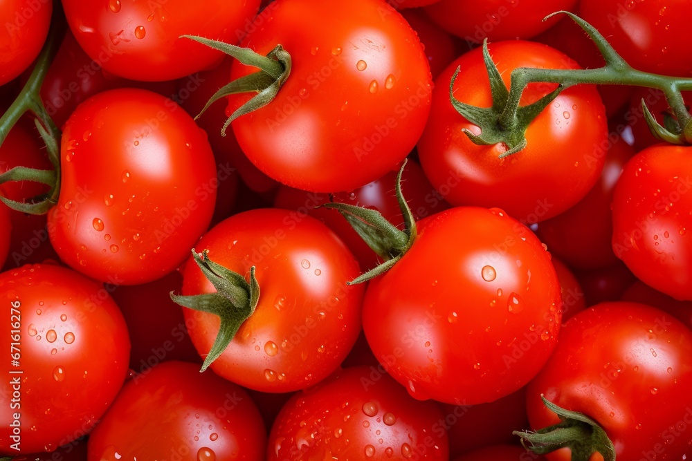 Close-up of a fresh, ripe tomato with a vibrant red hue against a raw organic background Close-up of a fresh, ripe tomato with a vibrant red hue against a raw organic background