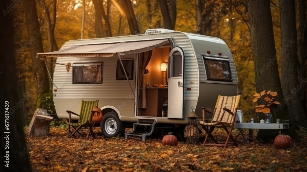 Camping trailer in nature