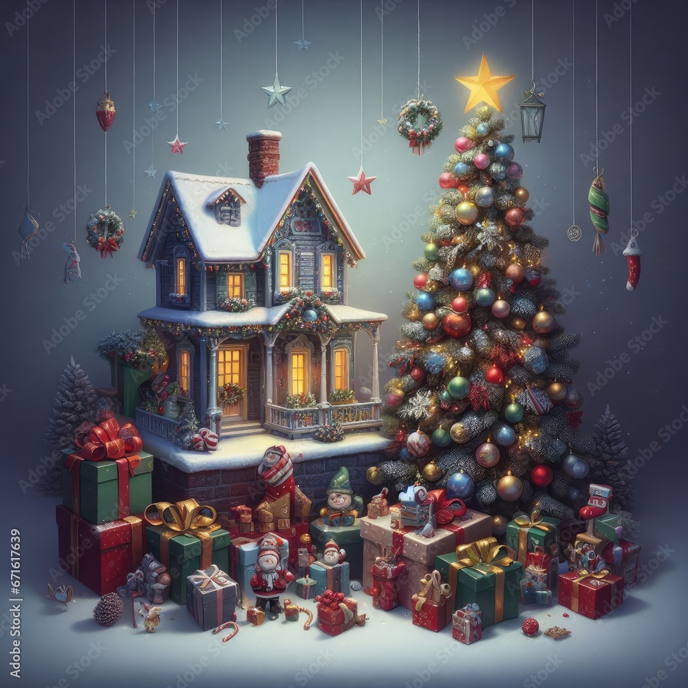 new year, gifts, Christmas tree, realism