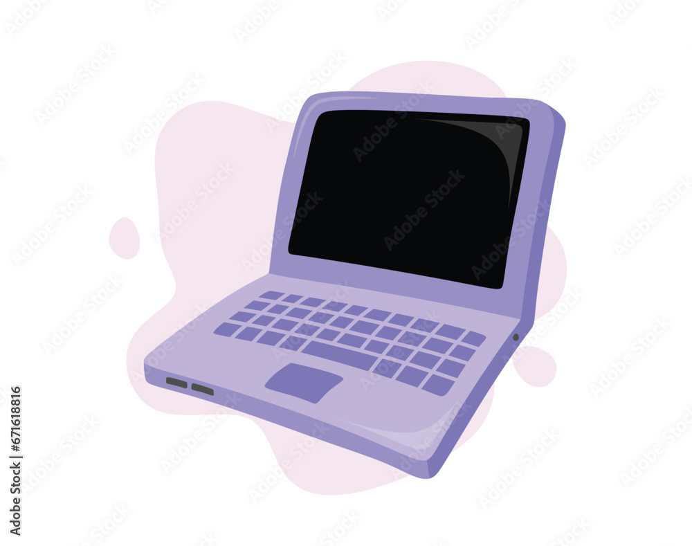 Cute Laptop Notebook isolated on white background flat color cartoon style. Cute Laptop Notebook isolated on white background flat color cartoon style.