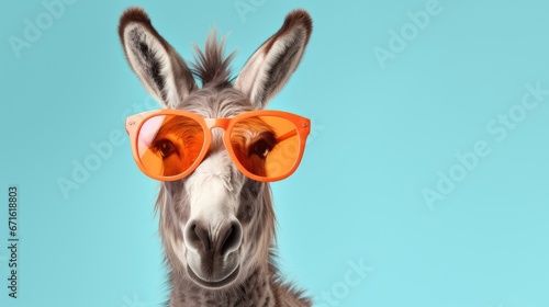 Cool donkey with glasses photo