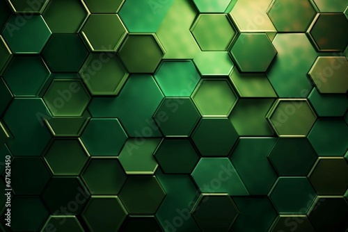 background in hexagon shape with a green color. Generative AI