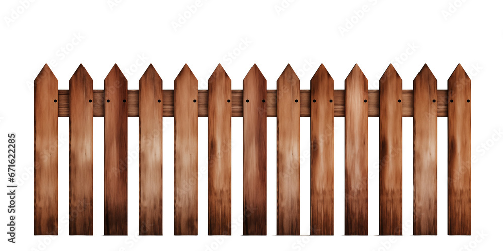 Wooden fence isolated transparent, Generative AI Wooden fence isolated transparent, Generative AI