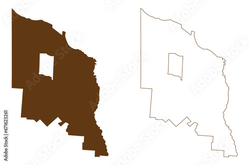 Shire of Burke (Commonwealth of Australia, Queensland state) map vector illustration, scribble sketch Burke map