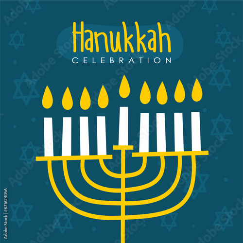 hanukkah celebration poster template vector