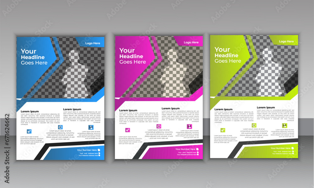 Flyer With Multiple Corporate Flyer Design for Solutions. with multiple colors set ...