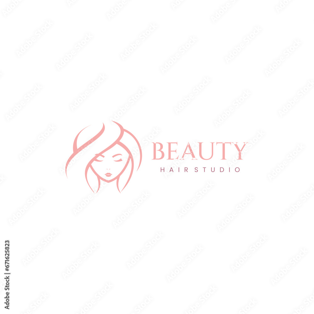 Logo of a beautiful woman's face with short hair