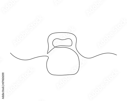 Continuous one line drawing of kettlebell for sport. A kettlebell single line vector illustration.