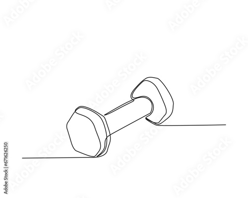 Continuous one line drawing of dumbbell - fitness equipment. A Dumbbell single line vector illustration.