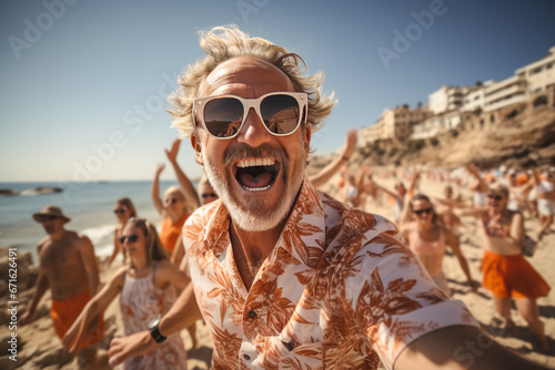 Active modern senior man, g...