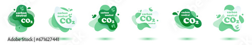 Neutral carbon CO2 stamp. Stiker neutral carbon dioxyde footprint