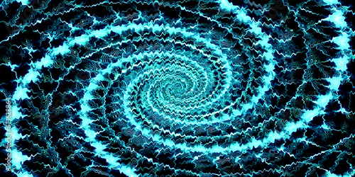 turquoise blue spiral on black background