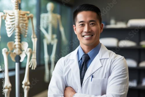 Asian Male Chiropractor Job Lifestyle Background Generative AI photo