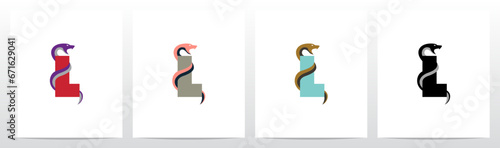 Snake Encircling Letter Logo Design L