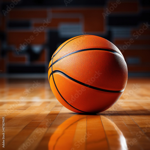 A Close-Up of a Basketball Ball in a Playing Hall  Ready for Action