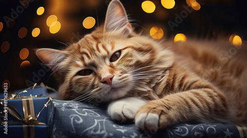 A Cat's Christmas Wish: A Cozy Nap in Front of the Tree