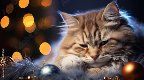 A Cat's Christmas Wish: A Cozy Nap in Front of the Tree