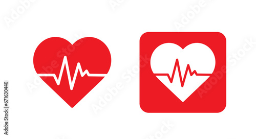 Red heartbeat line icon on white background. Pulse Rate Monitor. Vector illustration.