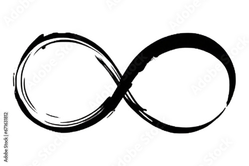 Infinity Symbol Hand-Painted with a Grunge Brush Stroke and Black Paint: PNG Clipart Isolated on a Transparent Background