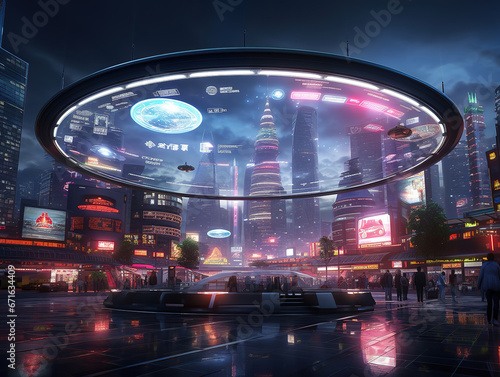 Neon Dreamscape: Futuristic City Illuminated in Cyberpunk Lights
