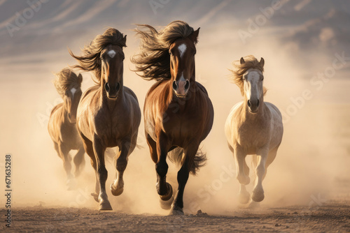 Horses gallop in the wild © Veniamin Kraskov
