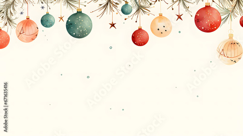 Watercolor christmas balls background frame