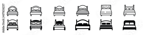 Double bed vector icon, Double hotel room line icon. Double bed, Bed flat vector icon. Hotel flat vector icon. Accommodation flat vector icon, The bed icon. Hotel symbol. single bed icon