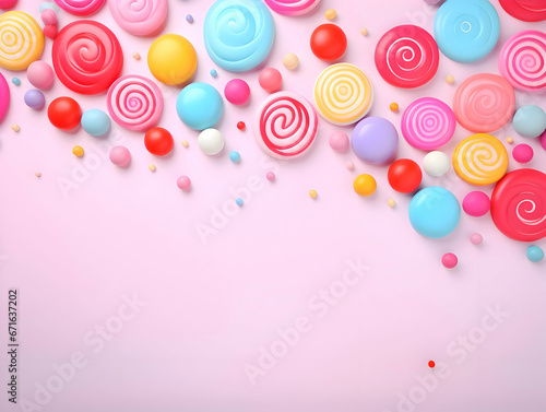 Sweet bright colors minimalism on pink background. High-resolution